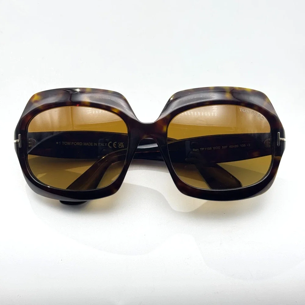 Tom Ford Sunglasses Ren TF1155 52F Havana Oversized Frame Brown Gradient Lens